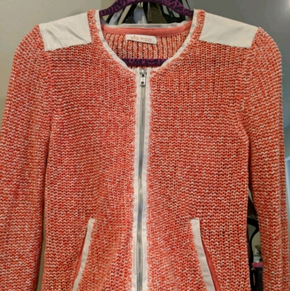 SOLD! Ella Moss - S/M Cardigan w/ Leather Trim